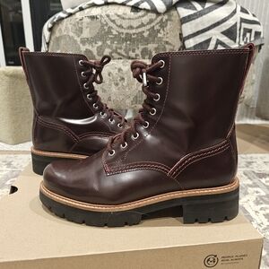 Clarks Orianna Hi Merlot Leather Boots SZ 8.5 M